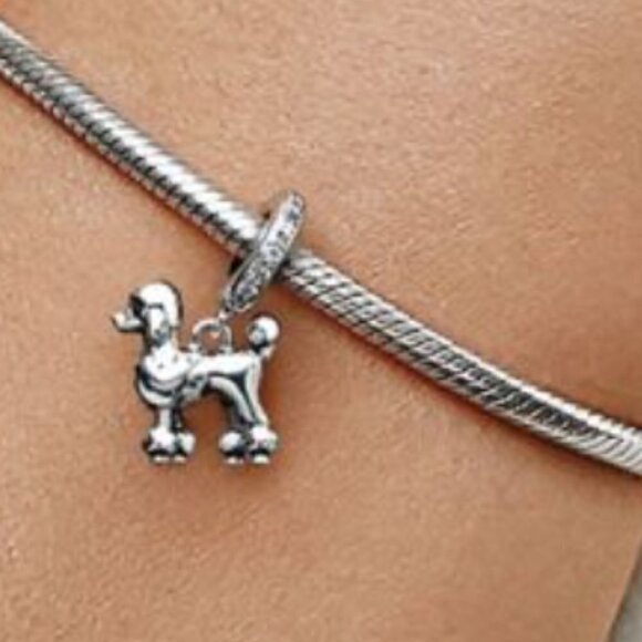 Sterling Silver Poodle Dog Dangle Charm - Picture 12 of 12